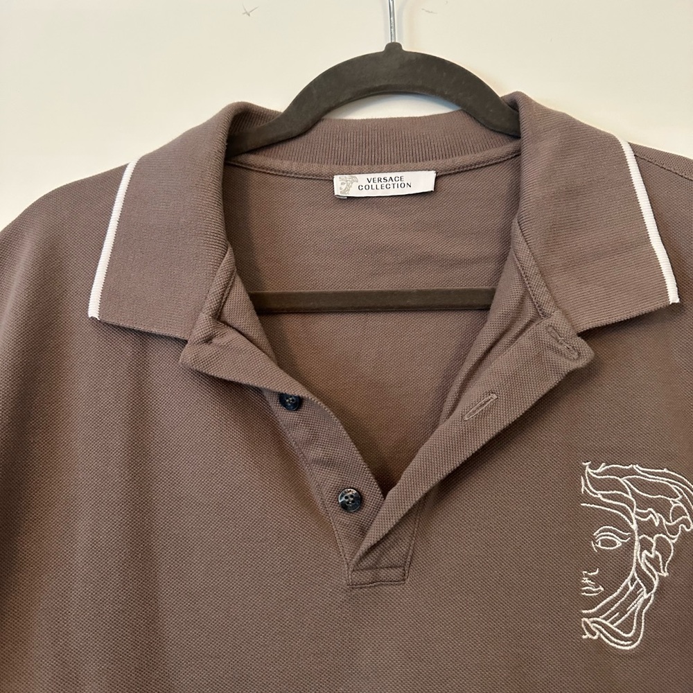 Versace Collection Embroidered Medusa Collard Shirt